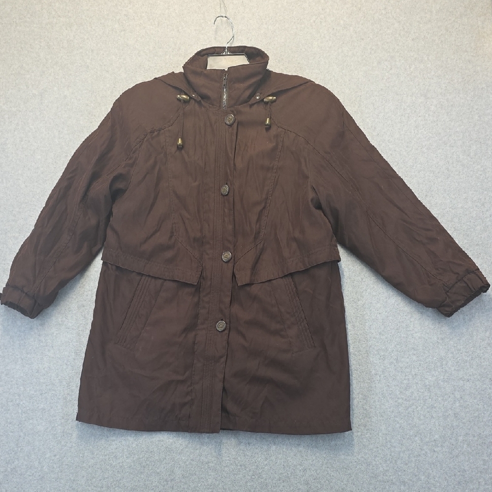 AB II American Bazaar Brown Hooded Utility Jacket Petite Small Removable Liner